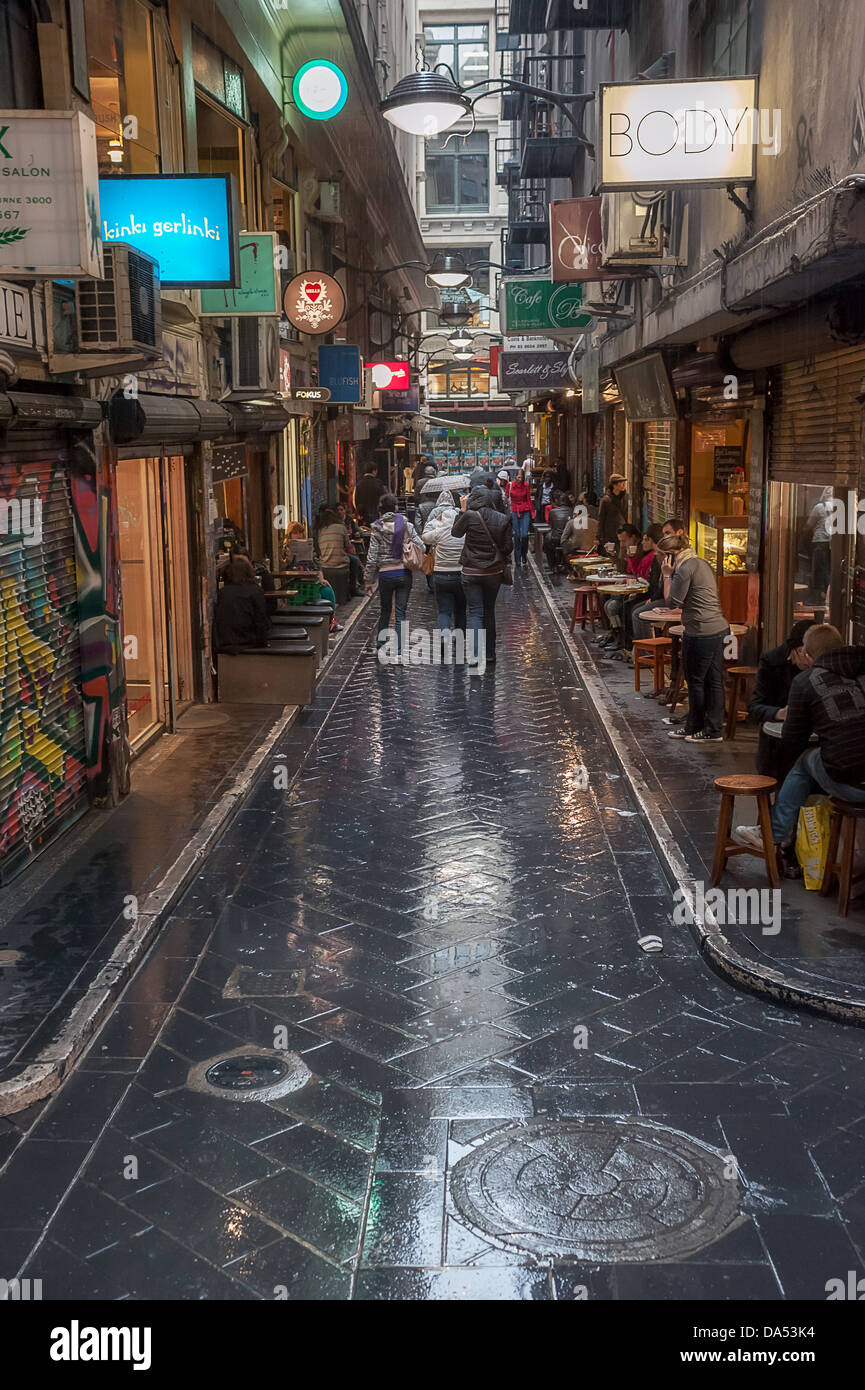 Melbourne-Café und Restaurant Hub Centre Place Stockfoto