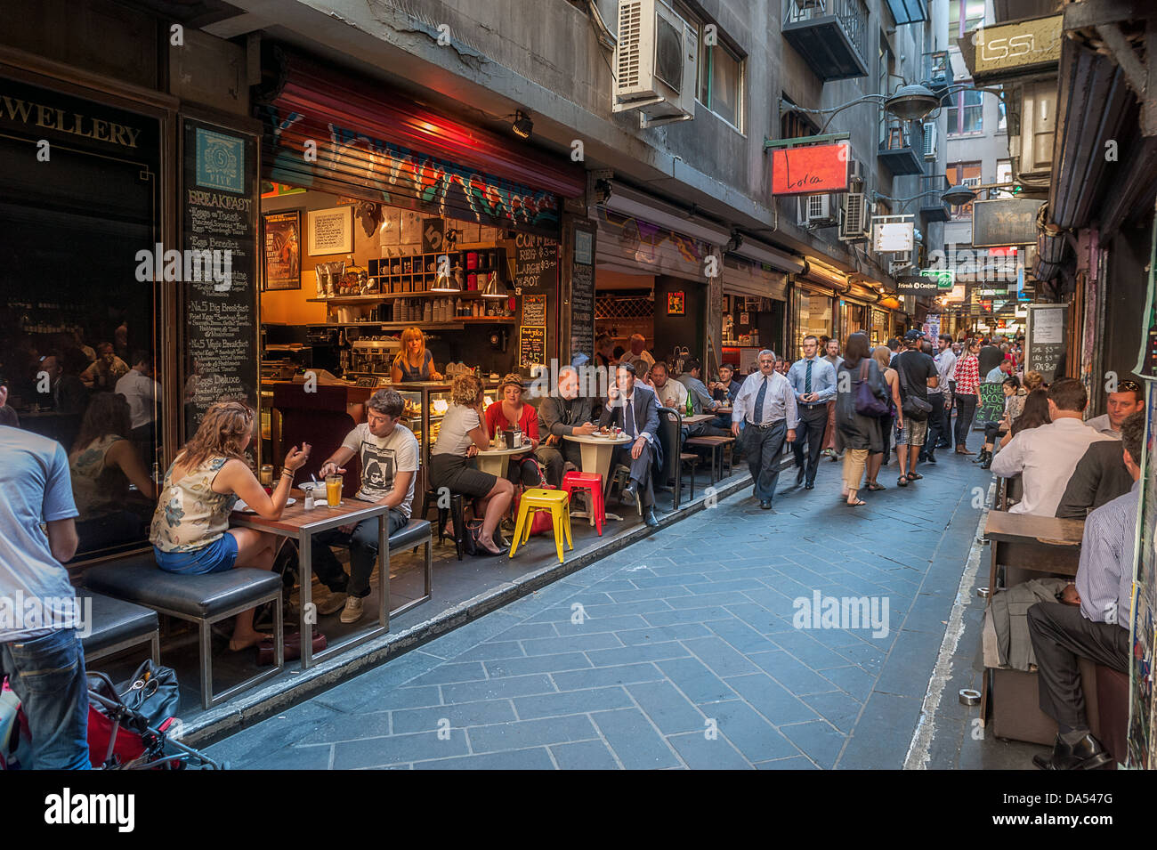 Melbourne-Café und Restaurant Hub Centre Place Stockfoto