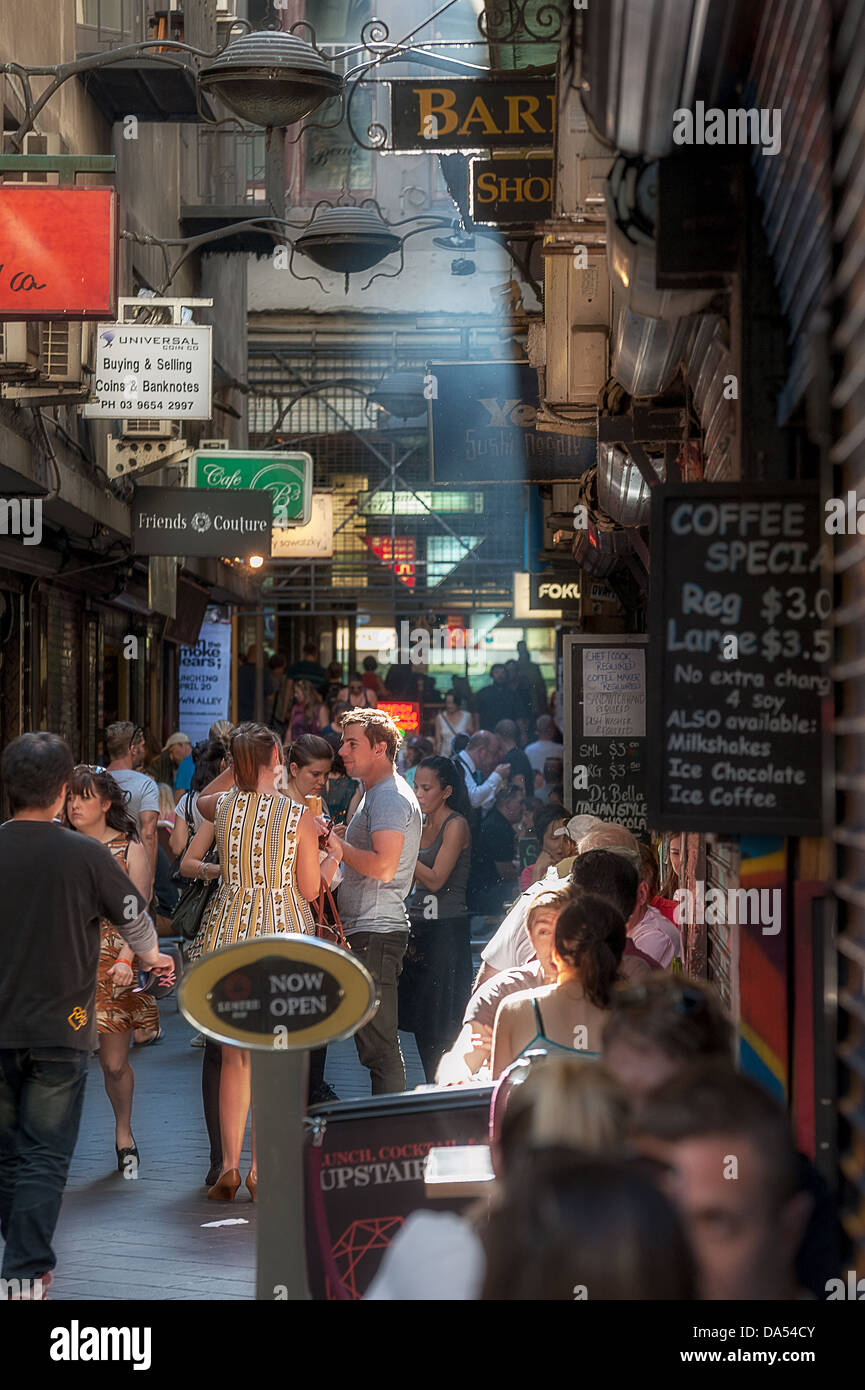 Melbourne-Café und Restaurant Hub Centre Place Stockfoto