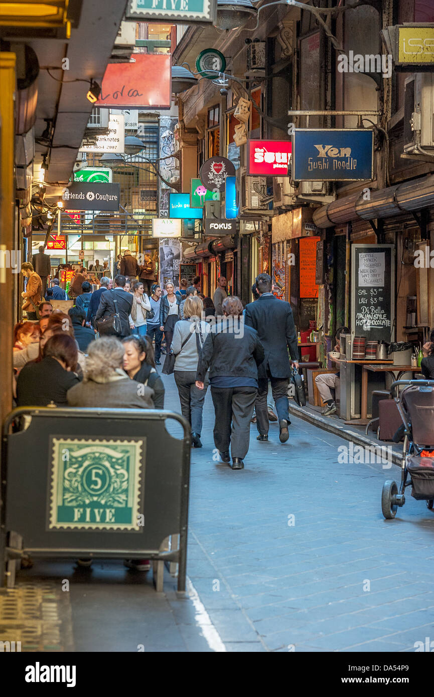 Melbourne-Café und Restaurant Hub Centre Place Stockfoto