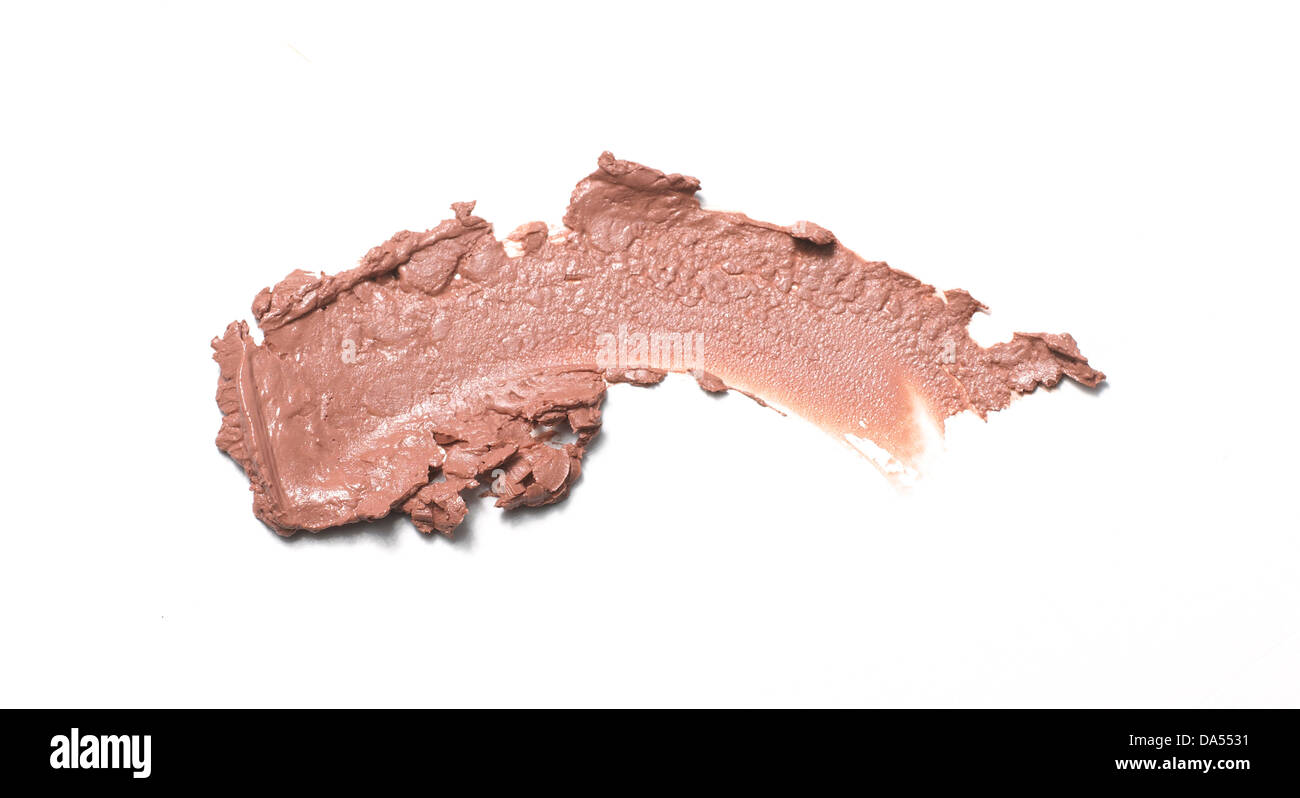 Braun rosa Lip Gloss Sweep ausgeschnitten auf weißem Hintergrund Stockfoto