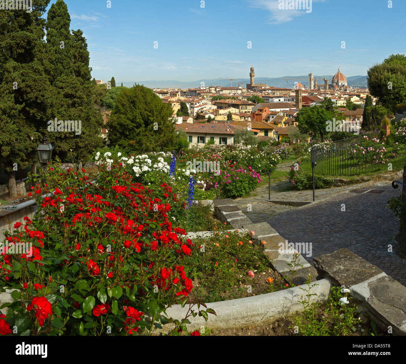 Florenz, Italien, Europa, Toskana, Toscana, Stadt, Stadt, Übersicht, Park, Blumen Stockfoto
