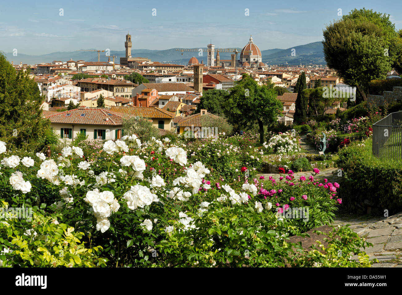 Florenz, Italien, Europa, Toskana, Toscana, Stadt, Stadt, Übersicht, Park, Blumen Stockfoto