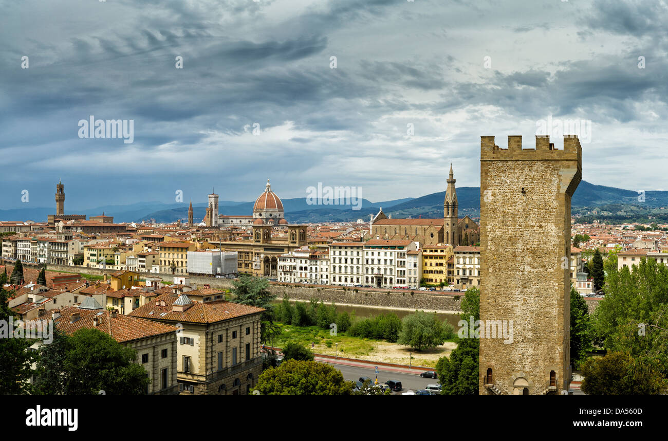 Torre San Niccolo, Florenz, Italien, Europa, Toskana, Toscana, Turm, Turm, Stadt, Stadt, Stockfoto