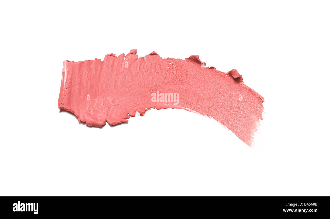 rosa Lippenstift Gloss Sweep ausgeschnitten auf weißem Hintergrund Stockfoto