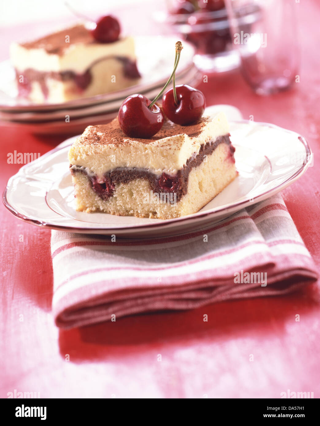 Deutsche Kuchen mit Kirschen "Donauwellen" Stockfoto