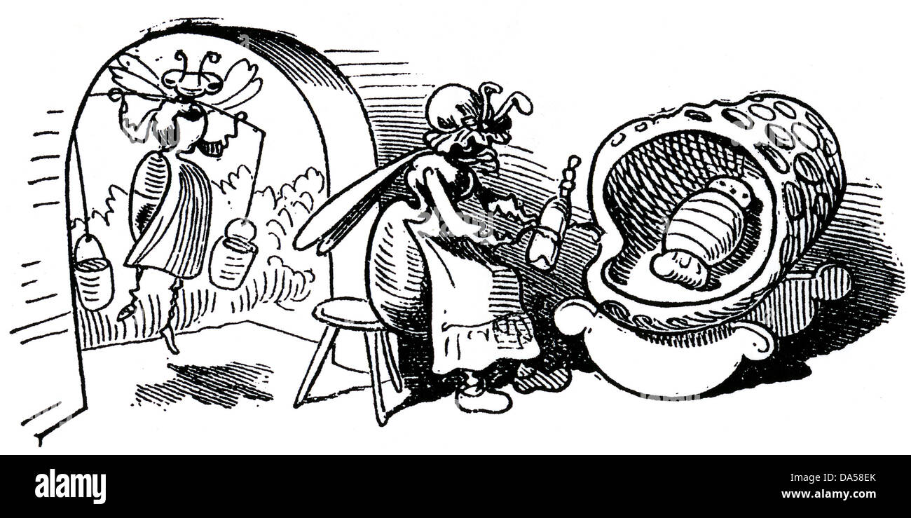 WILHELM BUSCH (1832-1908) deutscher Dichter und Künstler. Ammenbienen aus seinem 1872 Buch The Bees Stockfoto