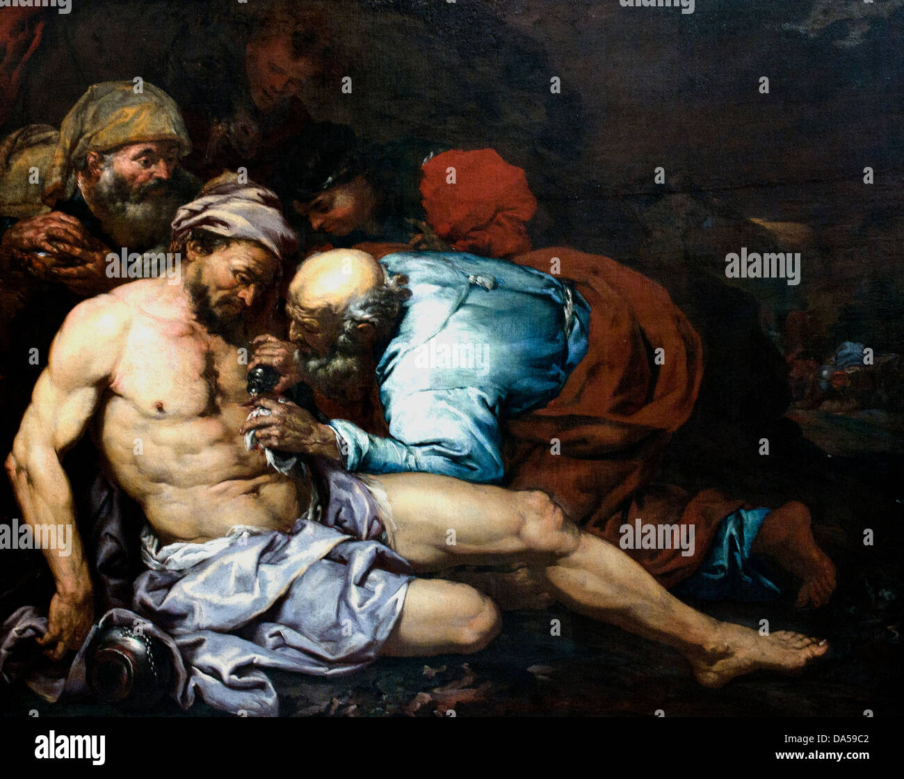 Der barmherzige Samariter 1660 Giovanni Battista Langetti 1625-1660 Italien Italienisch Stockfoto