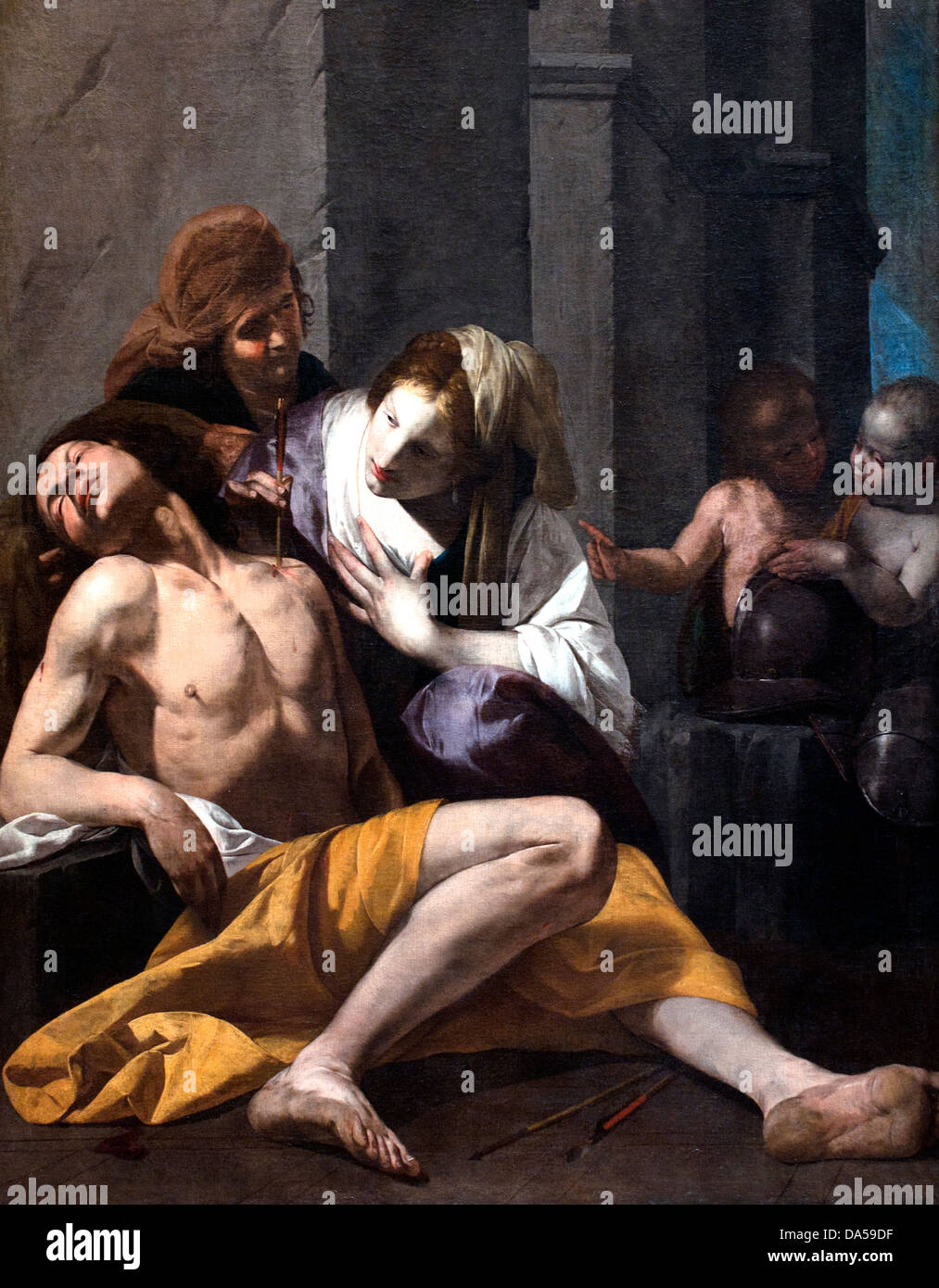 San Sebastian behandelt von Irene, 1640, Antonio de Bellus, Italien, Italienisch , Louvre Paris., Stockfoto
