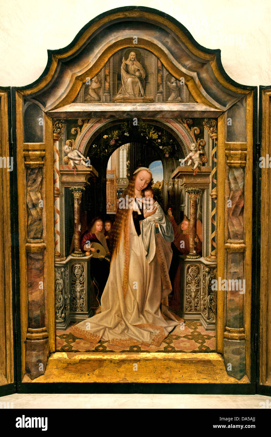 Die Jungfrau und das Kind umgeben von Engeln 1509 Quentin METSYS 1466-1530 Belgien Belgien Stockfoto