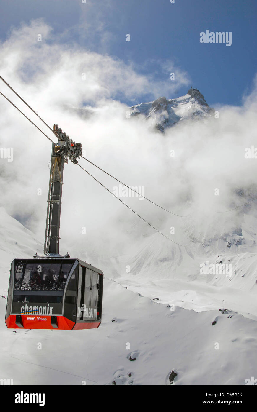 Aiguille du Midi Seilbahn Chamonix-Mont-Blanc Stockfoto