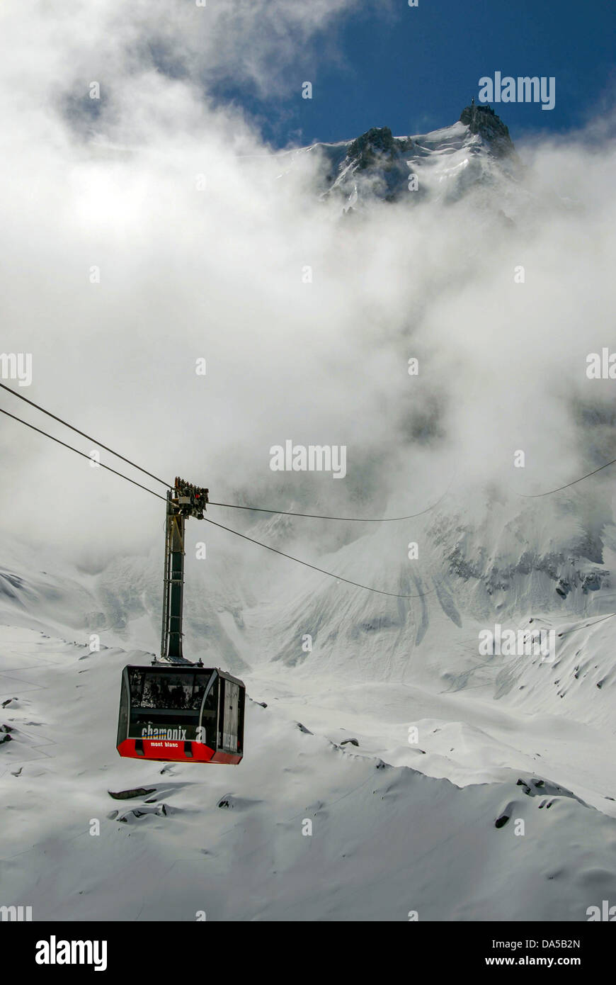 Aiguille du Midi Seilbahn Chamonix-Mont-Blanc Stockfoto