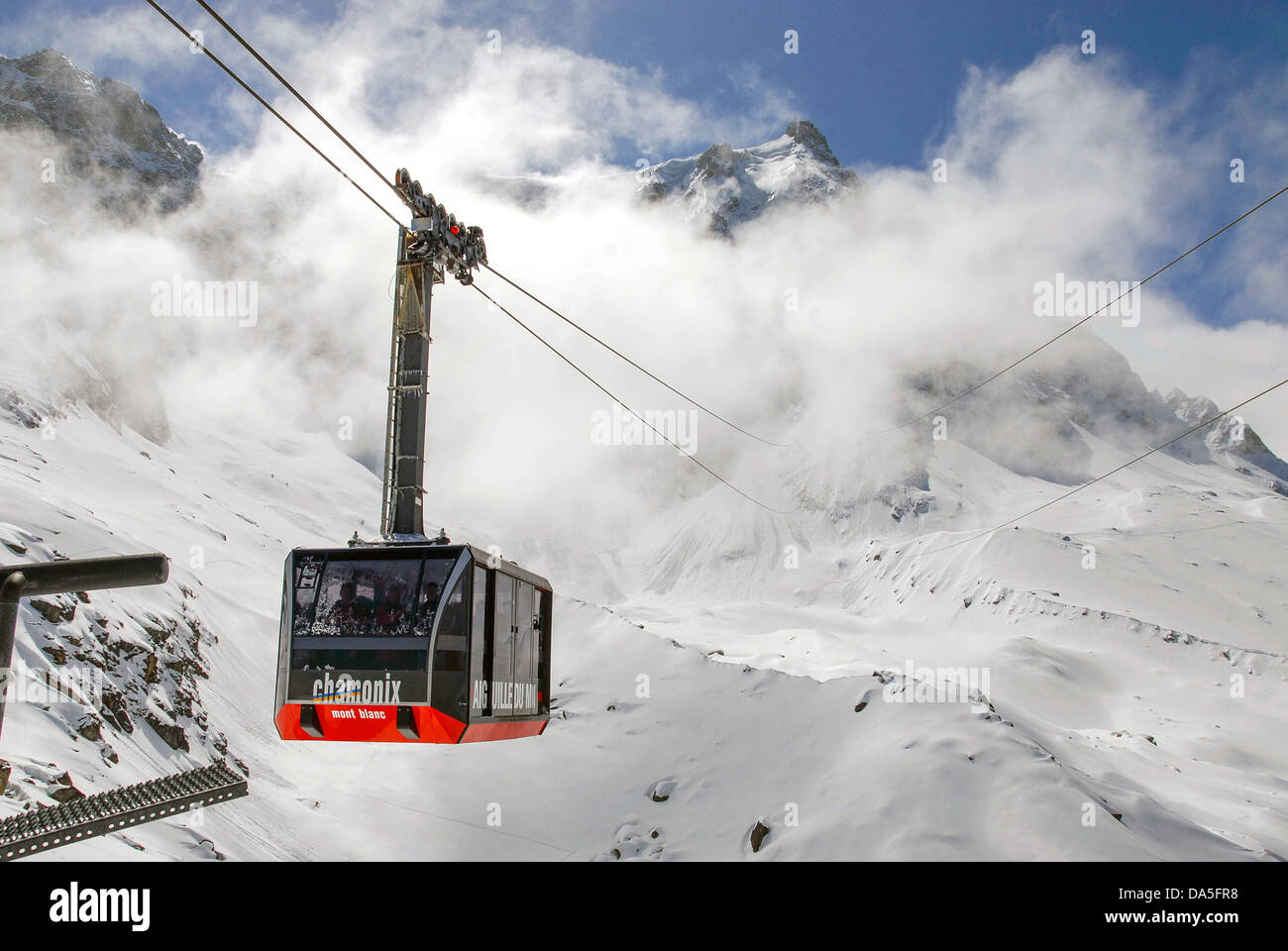Aiguille du Midi Seilbahn Chamonix-Mont-Blanc Stockfoto