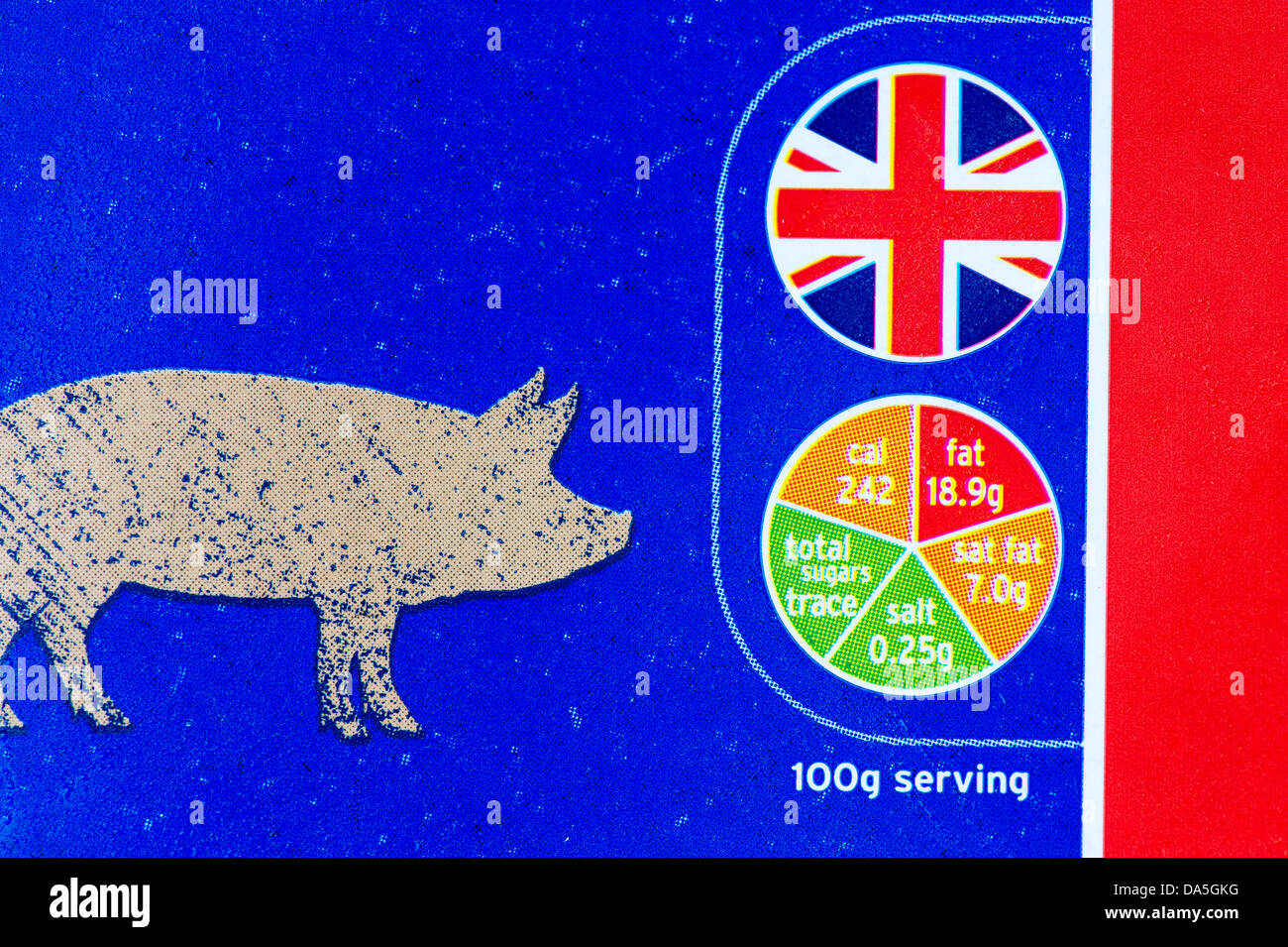 Sainsburys Ampel Kennzeichnung auf der Verpackung von Lebensmitteln Stockfoto
