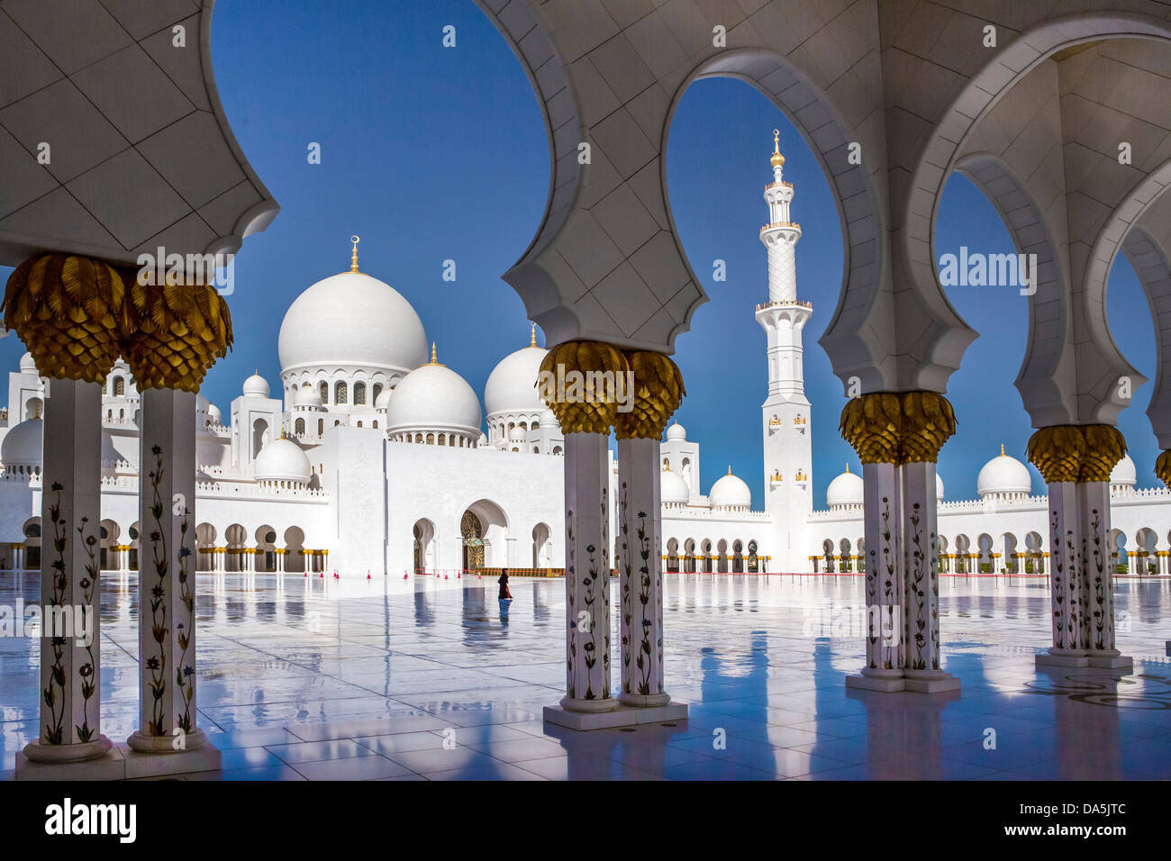Vereinigte Arabische Emirate, Vereinigte Arabische Emirate, Naher Osten, Abu Dhabi, Stadt, Sheikh Zayed, Moschee, Moschee, Zayed, Architektur, Spalten, Kuppel, golde Stockfoto