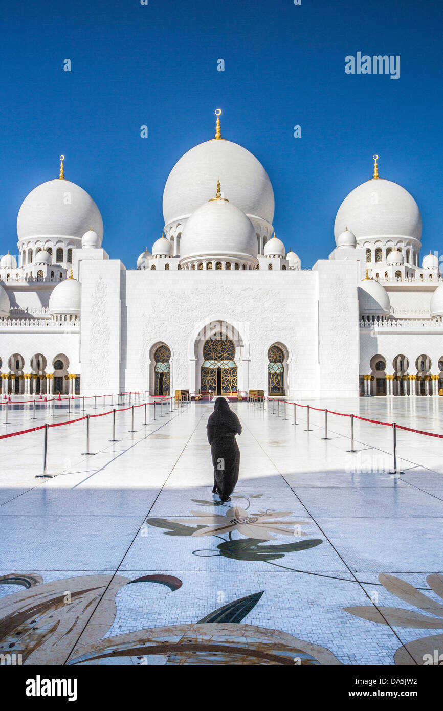Vereinigte Arabische Emirate, Vereinigte Arabische Emirate, Naher Osten, Abu Dhabi, Stadt, Sheikh Zayed, Moschee, Moschee, Zayed, Architektur, schwarz, Spalten, Kuppel Stockfoto