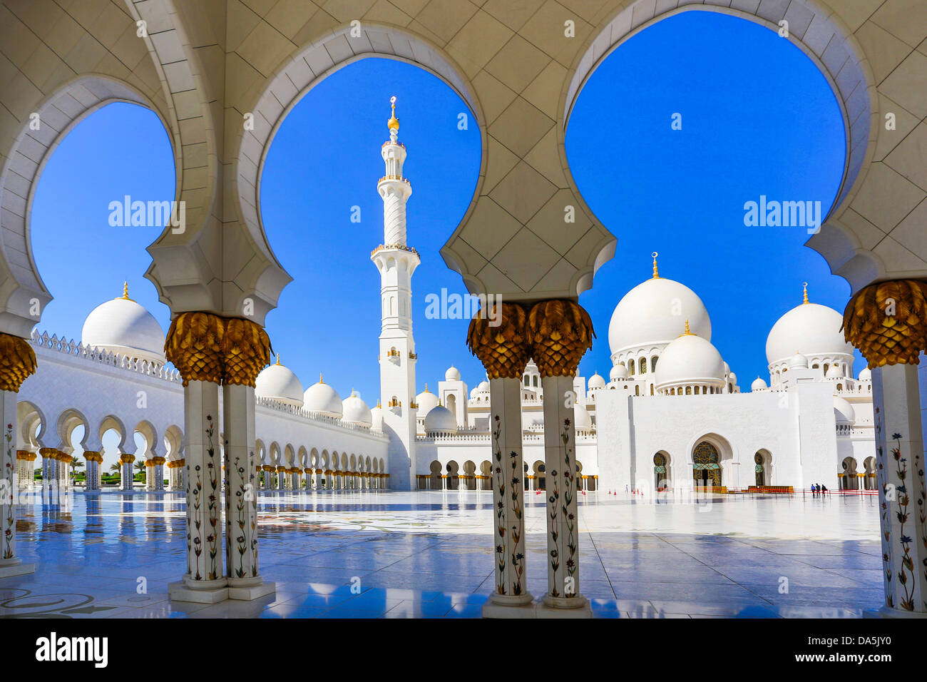 Vereinigte Arabische Emirate, Vereinigte Arabische Emirate, Naher Osten, Abu Dhabi, Stadt, Sheikh Zayed, Moschee, Moschee, Zayed, Architektur, schwarz, Spalten, Kuppel Stockfoto