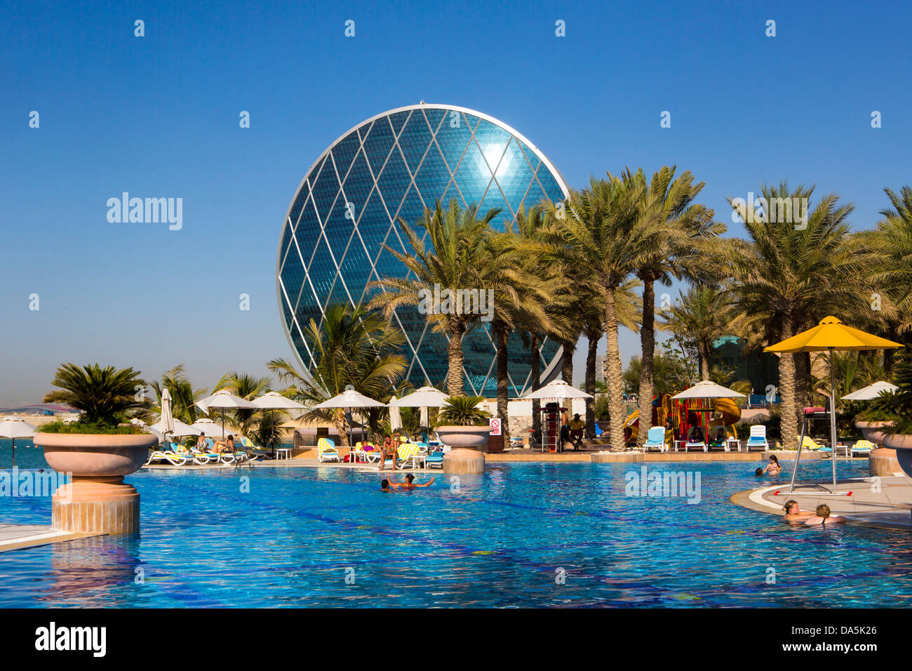 Vereinigte Arabische Emirate, Vereinigte Arabische Emirate, Naher Osten, Abu Dhabi, City, Al Raha Beach, Aldar Hauptsitz, Aldar, Rundbau, Architekt Stockfoto