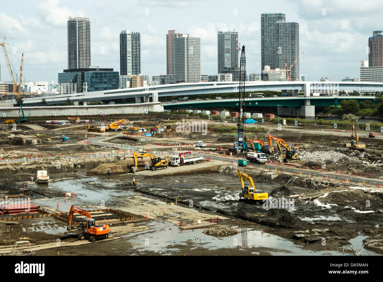 Asien, Japan, Tokio, Stadt, Land, Tokyo Bay, Bau zurückgefordert, land, aufgearbeiteten, Bucht, arbeiten Stockfoto