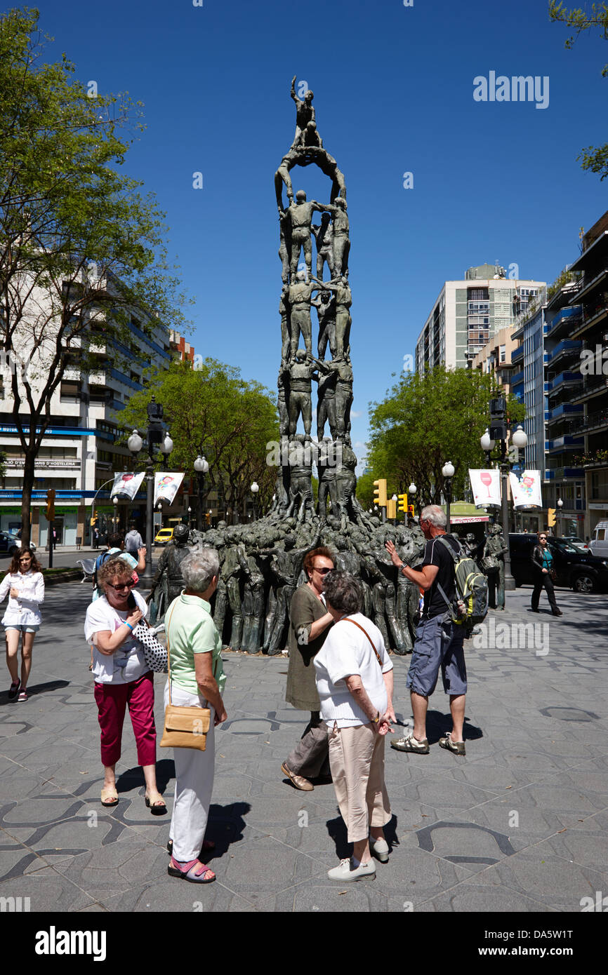 Denkmal für die Castellers auf der Rambla Nova Avenue in Zentralspanien Tarragona-Katalonien Stockfoto