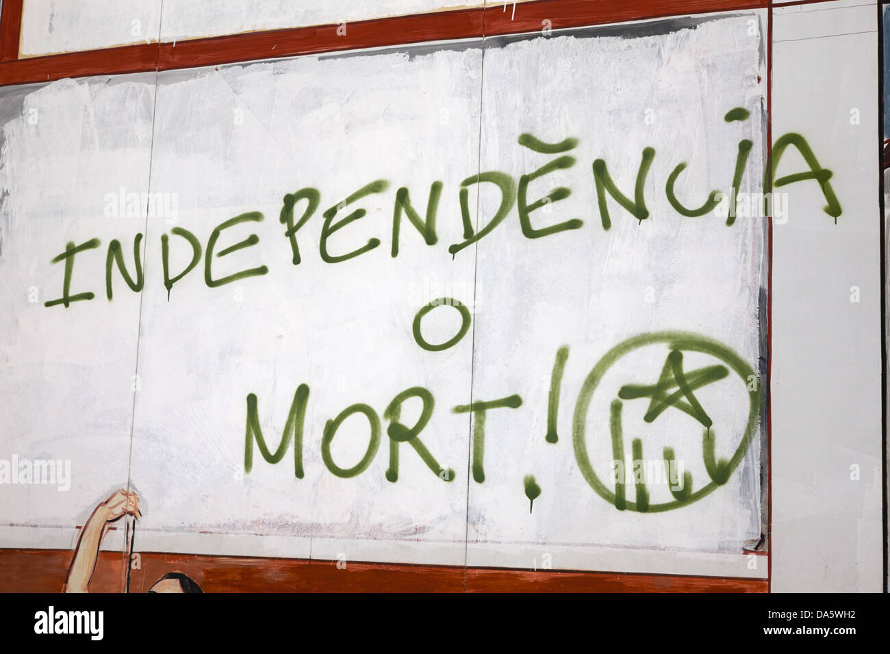 katalanische Independencia o Mort Unabhängigkeit oder Tod Grafitti in Tarragona-Katalonien-Spanien Stockfoto