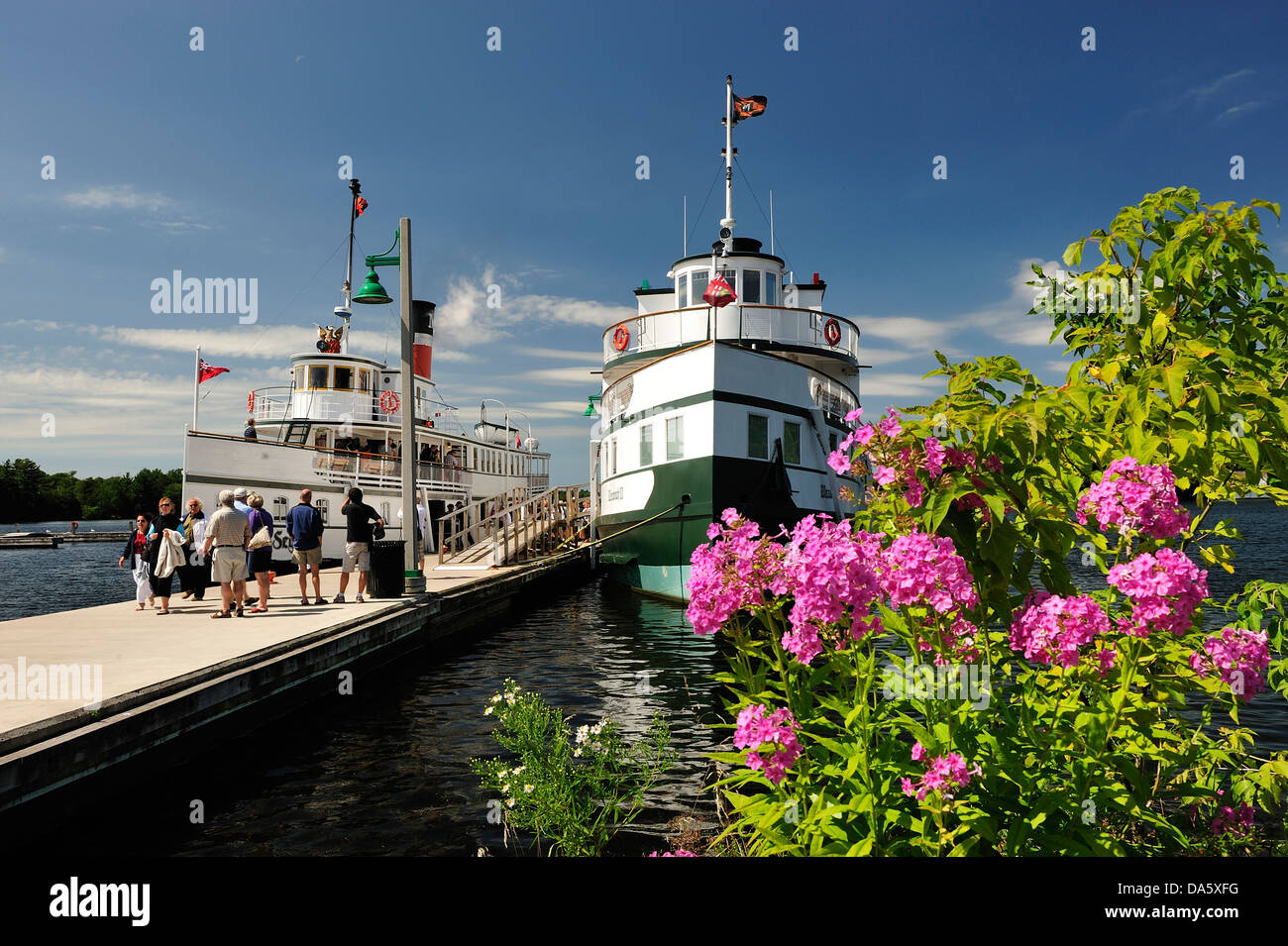 Dampfschiff, Boot, Segwun, Lake Muskoka, Lake, Ontario, Kanada, Gravenhurst, dock, Tourismus, Tourismus Stockfoto