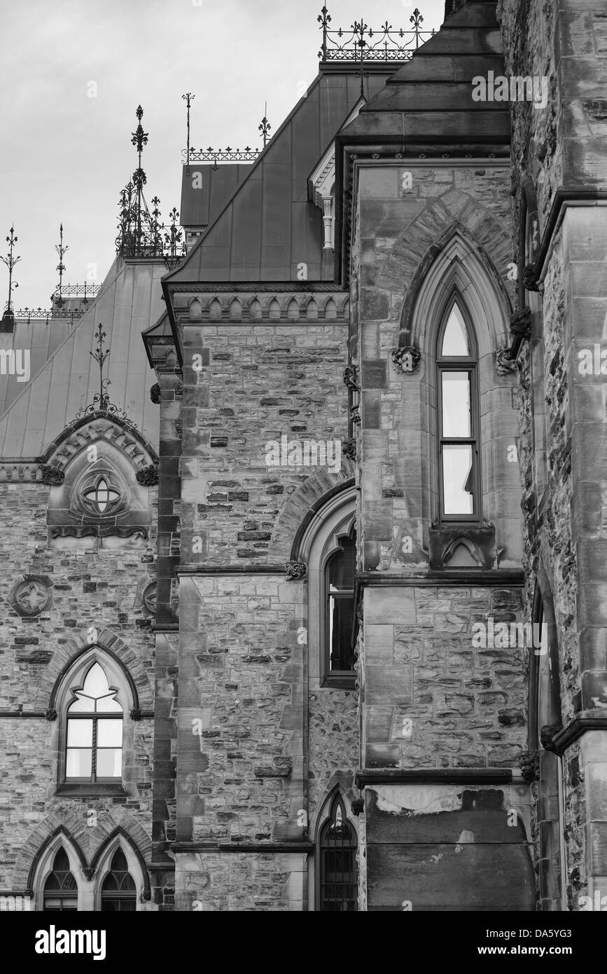 Ottawa Stadt historische Stadtarchitektur in schwarz / weiß Stockfoto