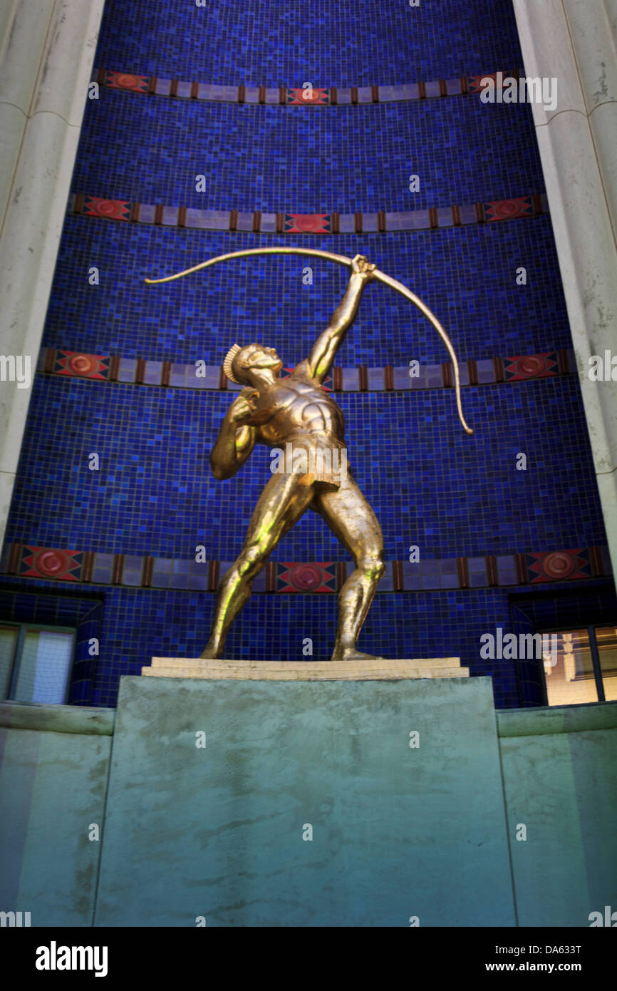 Dallas, Fair Park, Hall of State, Tejas Krieger, Texas, Kunst, Statue, Krieger Stockfoto