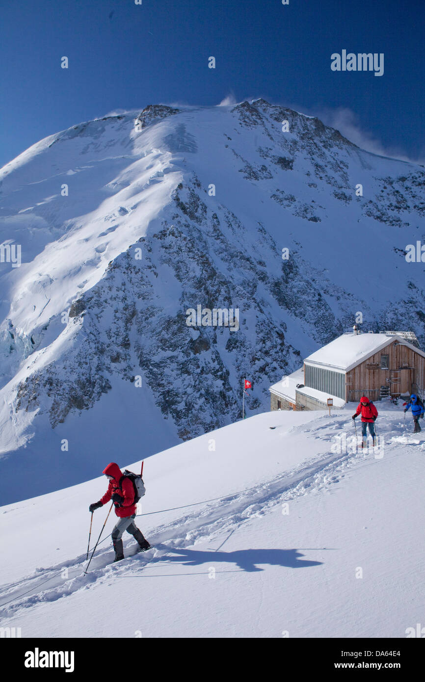 Hollandiahütte, SAC, Lötschenlücke, Berg, Berge, Gletscher, Eis, Moräne, Kanton Bern, Wallis, Hütte, Berghaus, Alpi Stockfoto