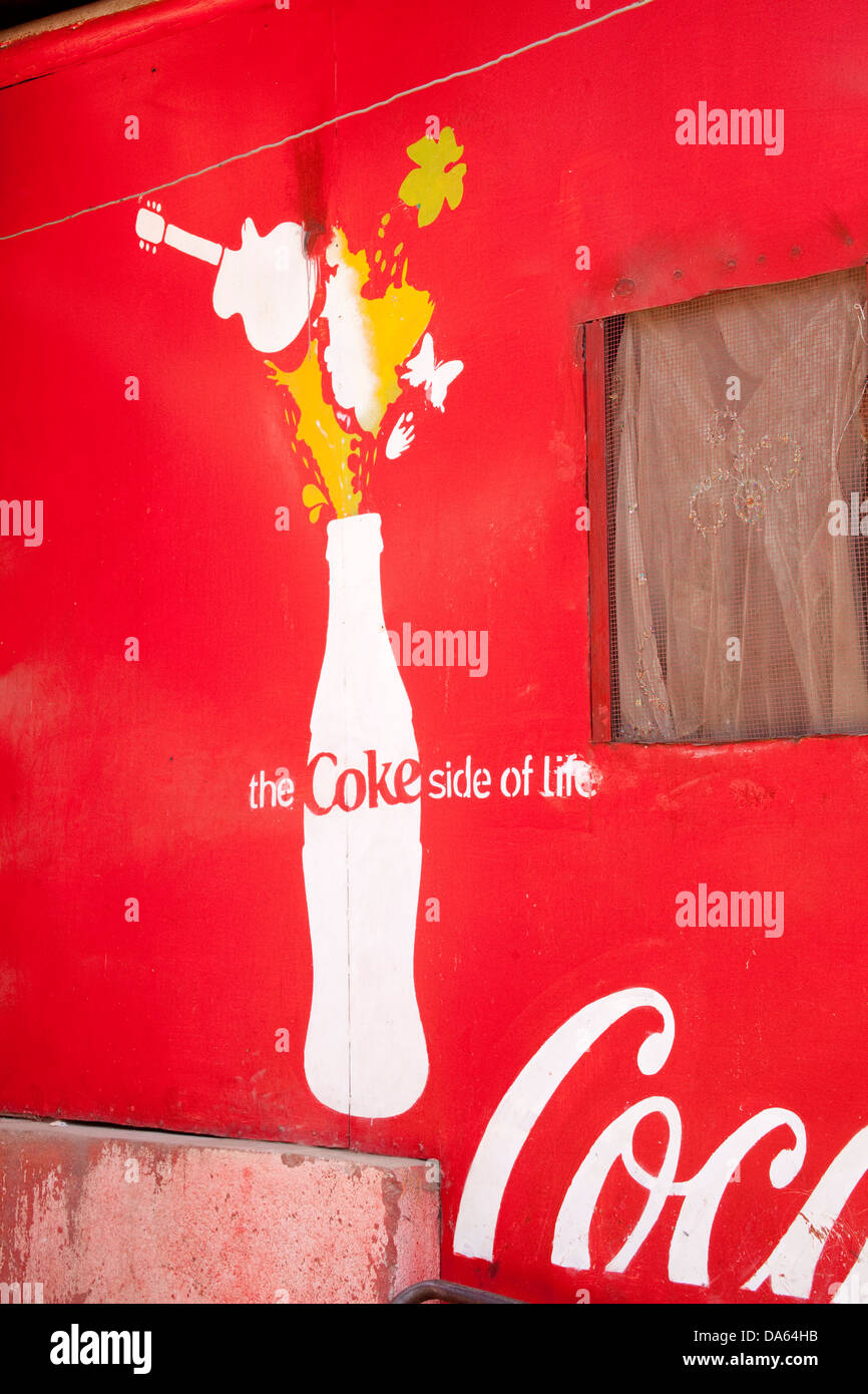 Coca Cola, Plakate, Afrika, trinken, Äthiopien, Werbung, Marke, Stockfoto