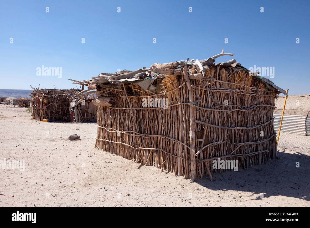 Hütten, Abbesee, Dschibuti, Afrika, See, Seen, Landwirtschaft, primitive Stockfoto