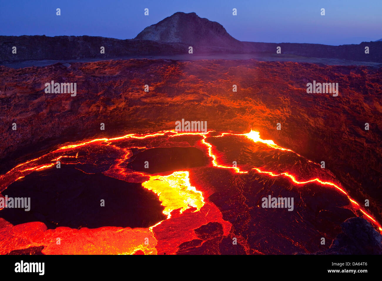 Leuchten, Glimmplatte, Lava, Ausbruch, Ertale, Vulkan, volcanical, Afrika, Berg, Berge, Feuer, Natur, Äthiopien, Stockfoto