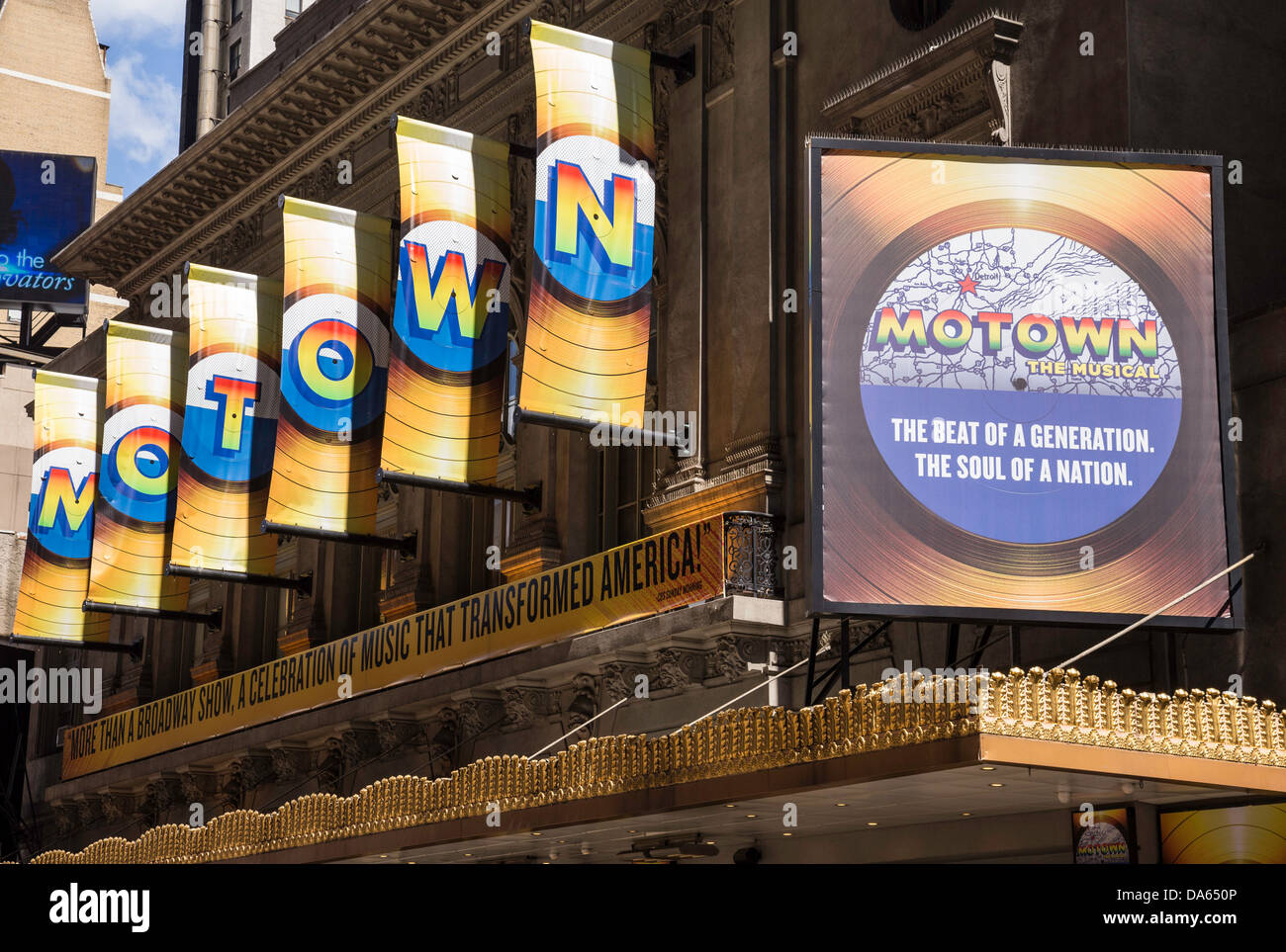 Broadway Theater Marquee 'Motown' The Lunt-Fontanne Theatre, NYC 2013 Stockfoto