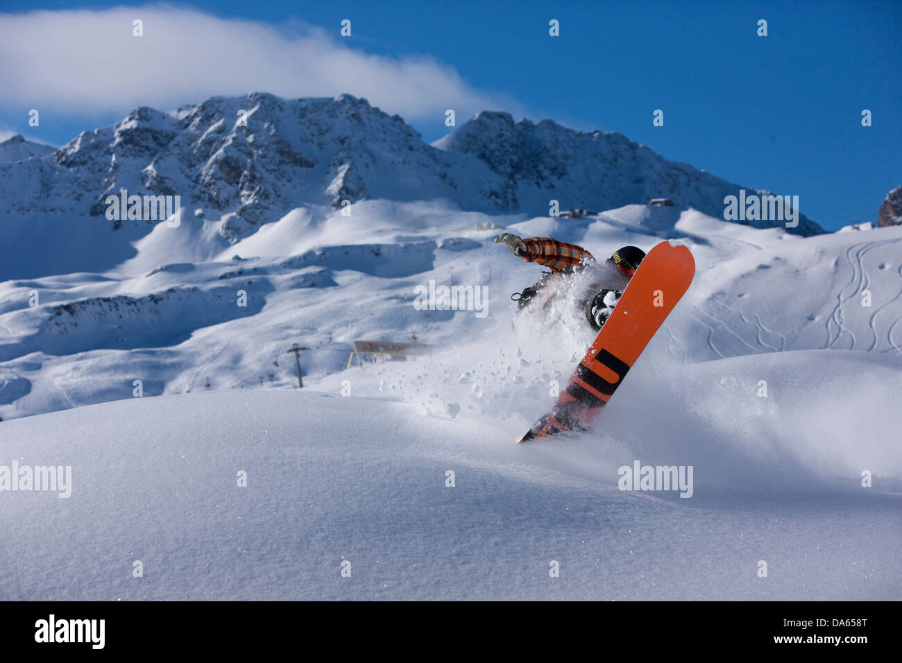Snowboarden, Arosa, Berg, Berge, Winter, Kanton, snowboard GR, Graubünden, Graubünden, Snowboarden, Wintersport, Switz Stockfoto
