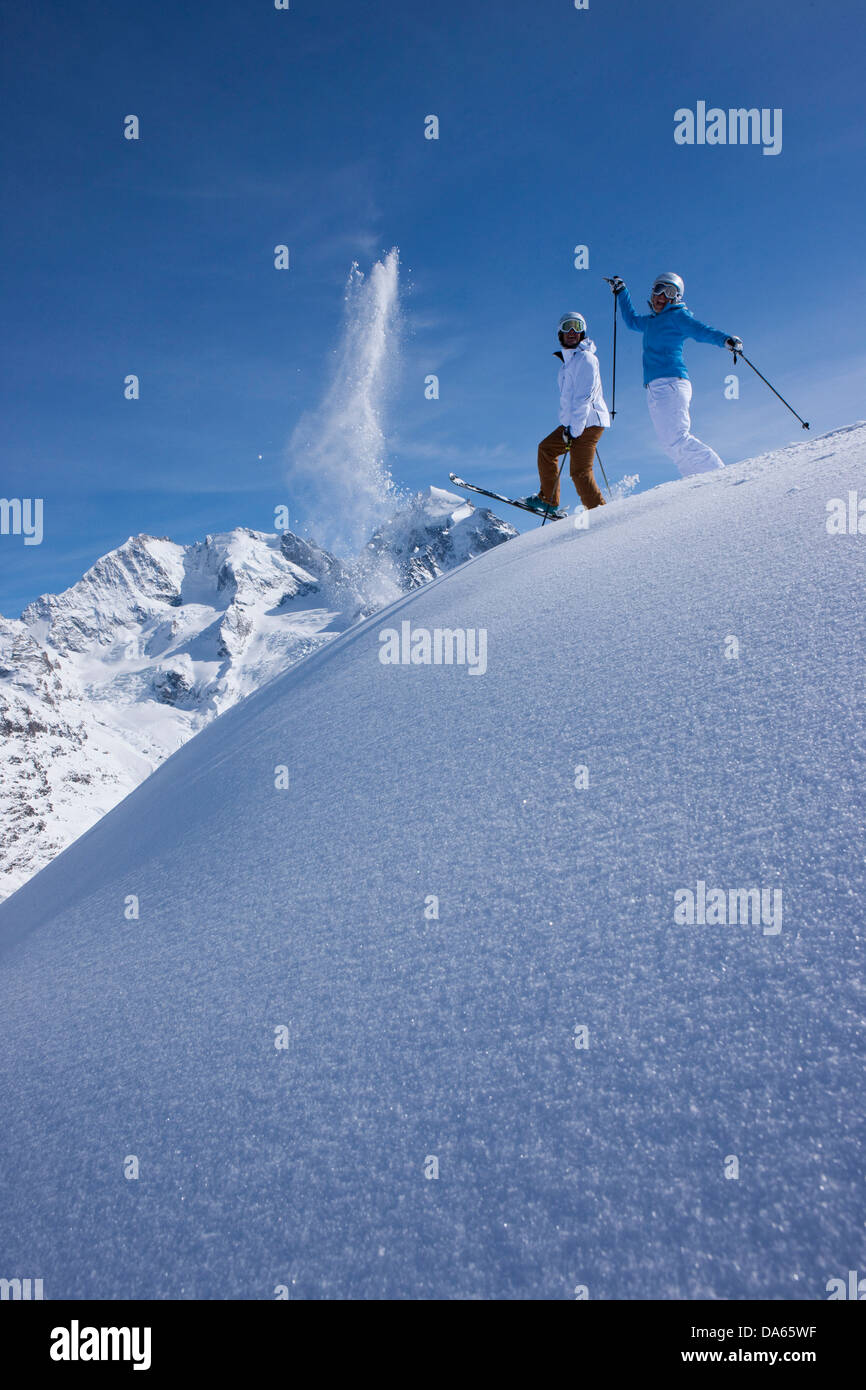 Skifahren, Wintersport, Corvatsch, Ansicht, Piz Bernina, Berg, Berge, Ski, Skifahren, Wintersport, Carving, Winter, Winter-sp Stockfoto