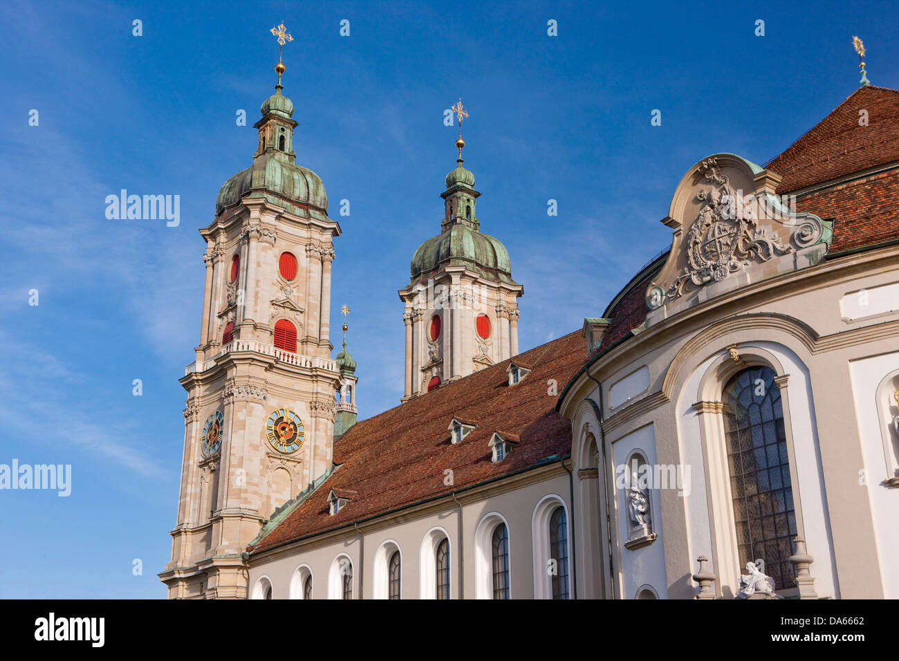 Kloster, Kirche, Religion, Stadt, Stadt, Kanton St. Gallen SG, St. Gallen, Schweiz, Europa, Türme Stockfoto