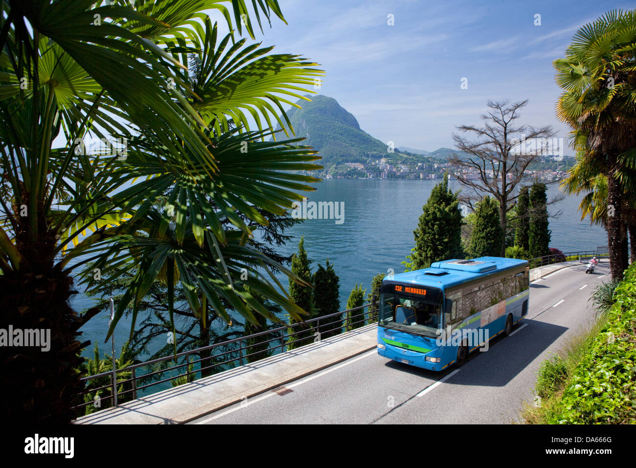 Lugano, Kanton, TI, Ticino, Südschweiz, Stadt, Stadt, See, Seen, Verkehr,  Transport, Schweiz, Europa, bus Stockfotografie - Alamy