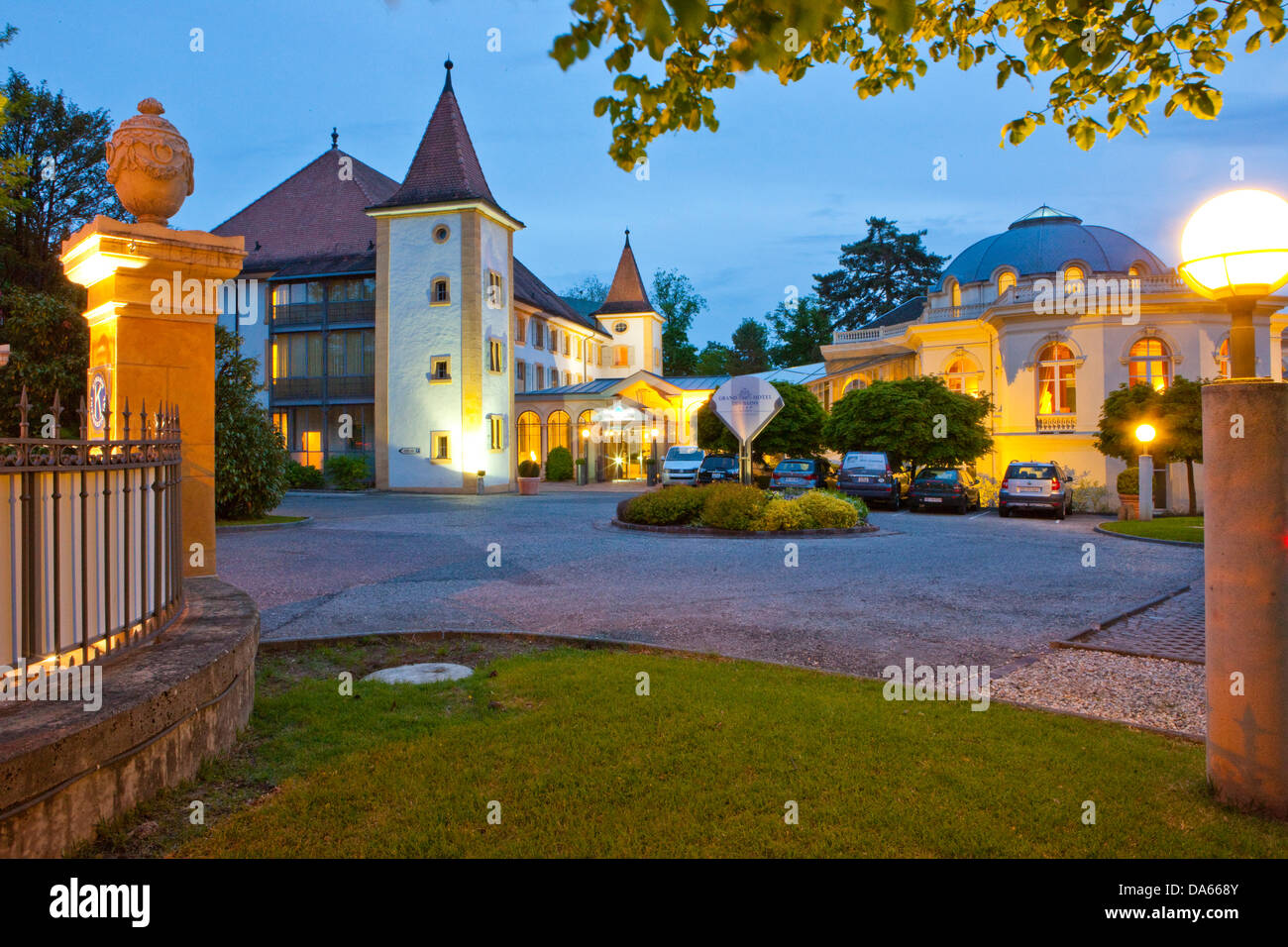 Grand Hotel Bains Yverdon, Stadt, Stadt, Kanton, VD, Waadt, Westschweiz, Gastronomie, Restaurant, Hotel, Schweiz, Europa, h Stockfoto