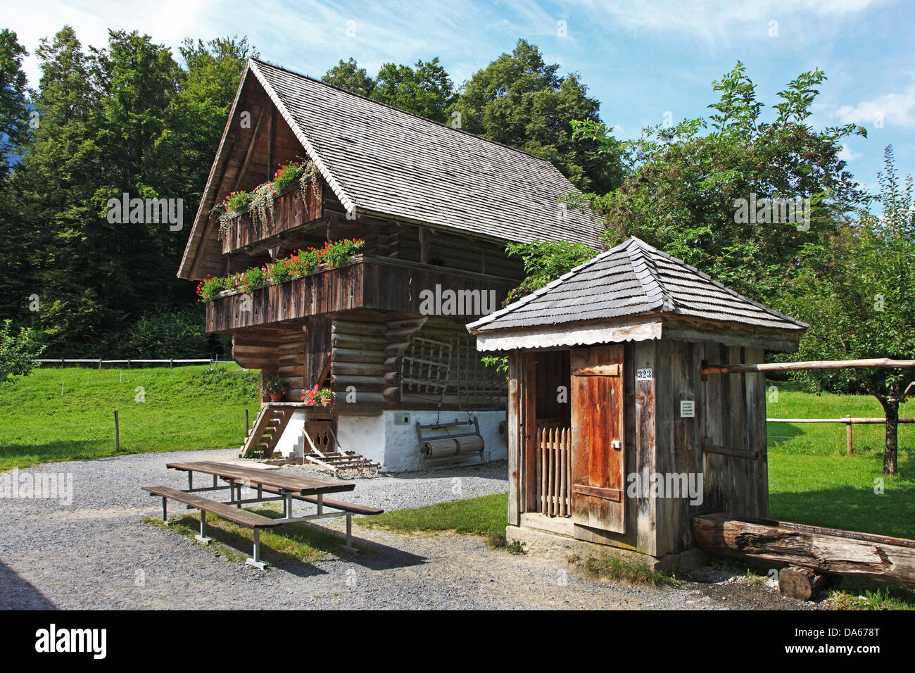 Europa, Schweiz, Kanton Bern, Ballenberg, öffnen, Luft, Museum, dreistöckige, Lagerhaus, 17. Jahrhundert, Architektur, Bauernhof, Schweiz Stockfoto