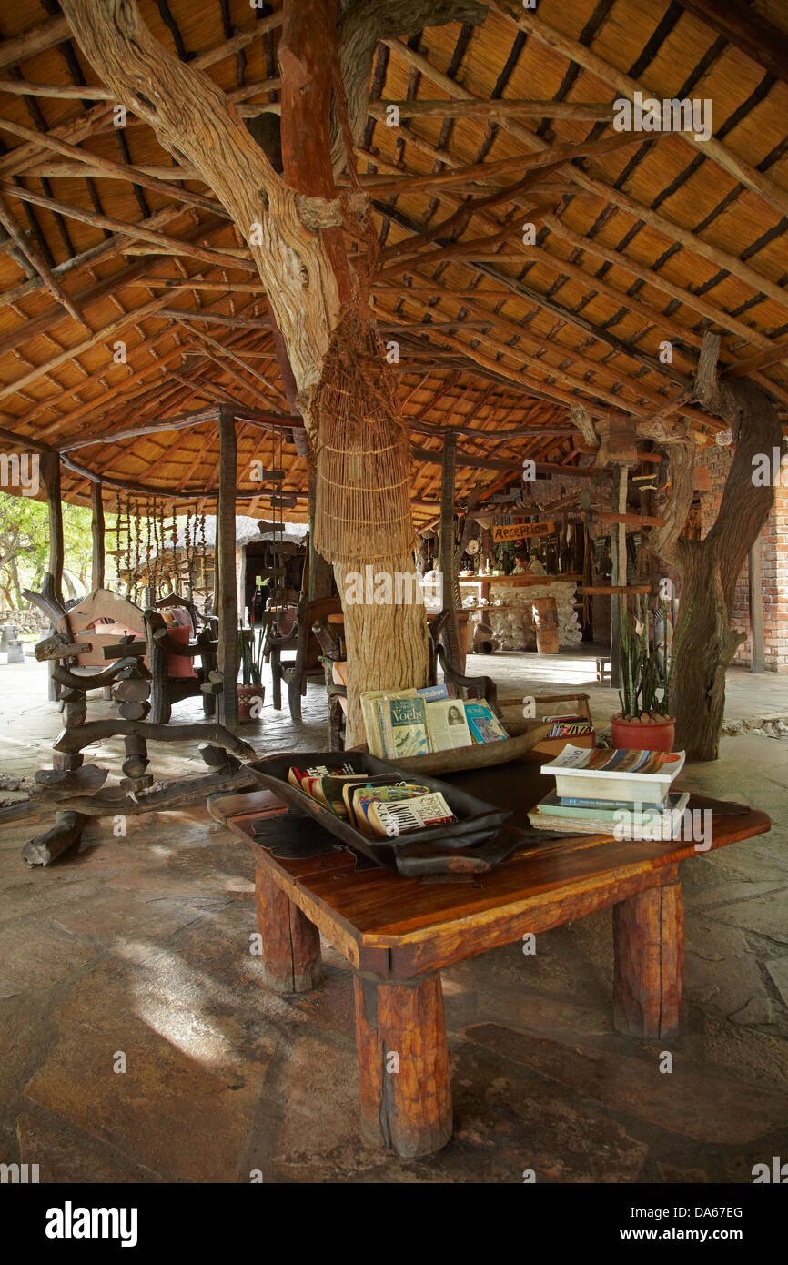 Rustikale bar Roys Rest Camp in der Nähe von Grootfontein, Namibia, Afrika Stockfoto