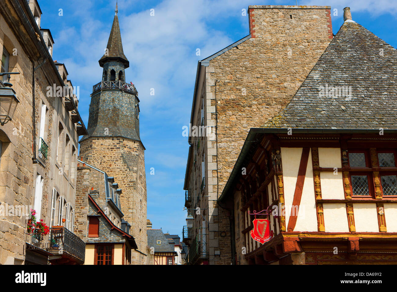 Dinan, Frankreich, Europa, Bretagne, Abteilung, Côte d ' Armor, Stadt, Stadt, Altstadt, mittelalterliche, Häuser, Wohnungen, Stockfoto
