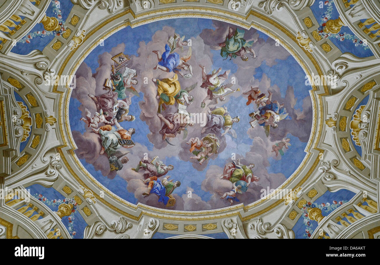 Admont Abbey Bibliothekssaal in Steiermark, Österreich, die größte Klosterbibliothek der Welt. Ein Juwel des Barock. Stockfoto