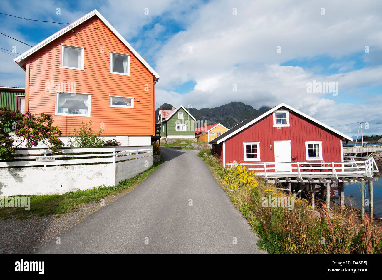 Henningsvær, Lofoten, Norge, skandinavischen Dorf Stockfoto