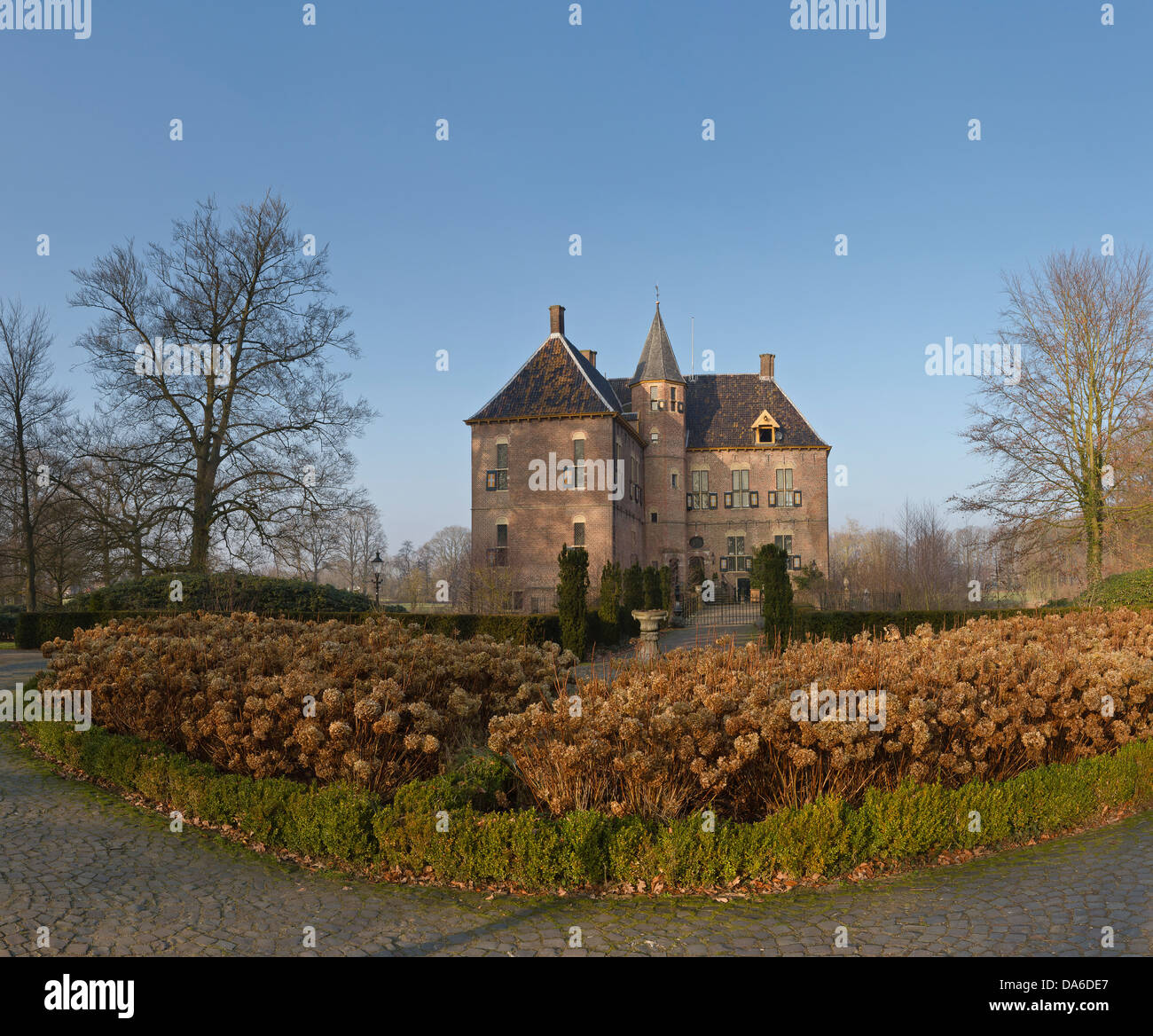 Gelderland, Niederlande, Europa, Vorden, Burg, Winter, Garten, Stockfoto