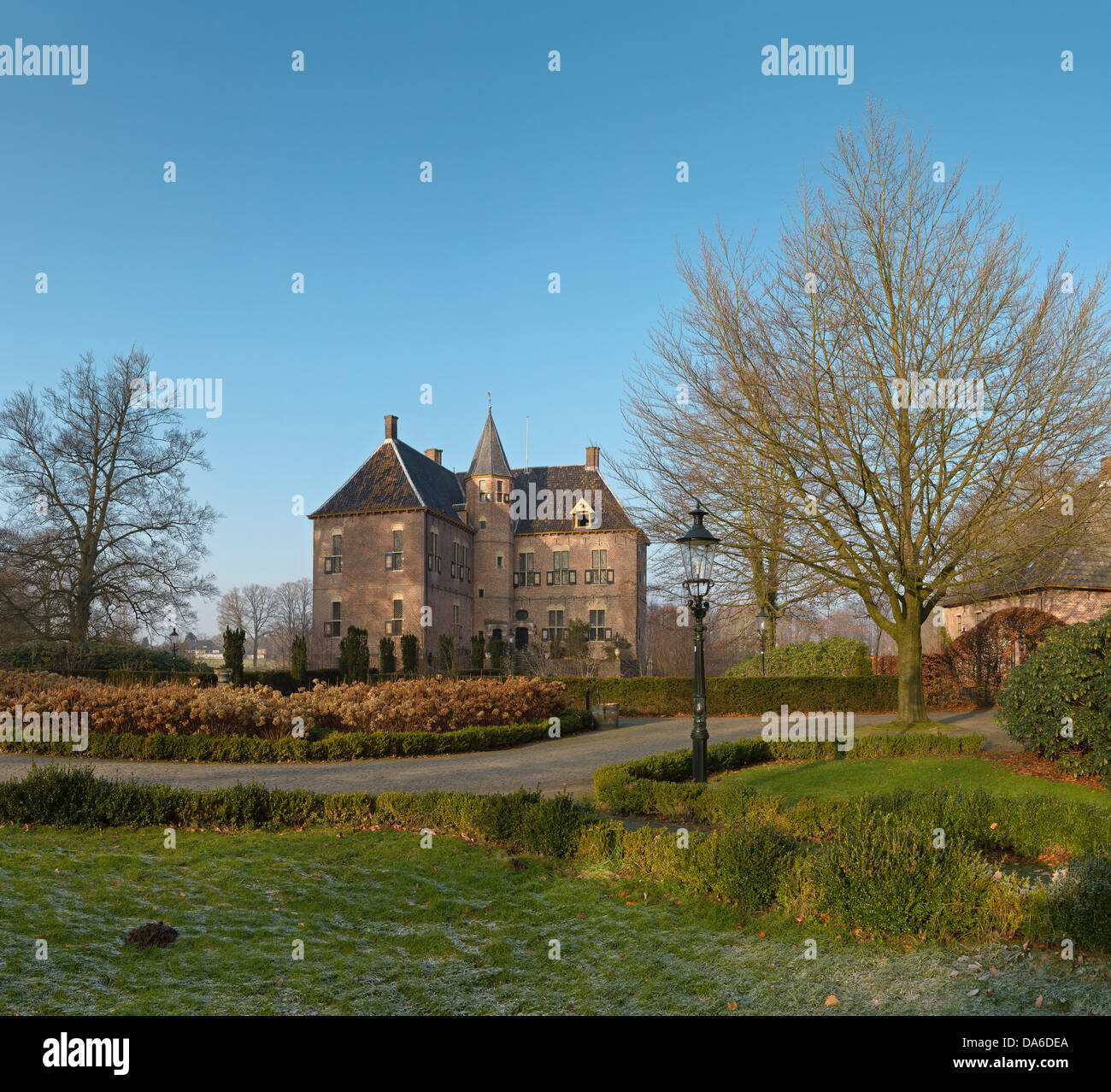 Gelderland, Niederlande, Europa, Vorden, Burg, Winter, Garten, Stockfoto