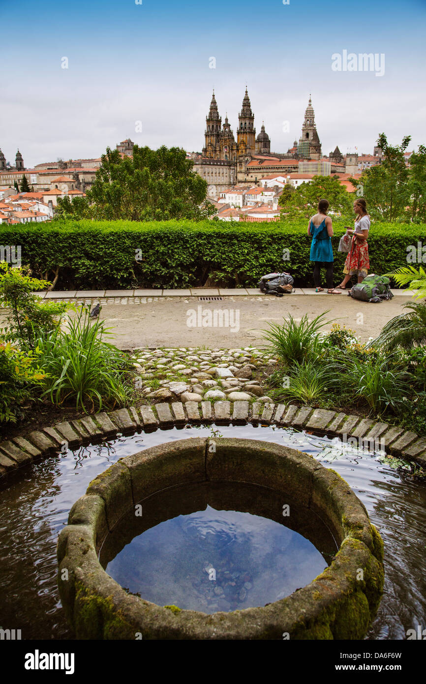 Romanische Kathedrale World Heritage Camino Xacobeo Santiago de Compostela A Coruña Galizien Spanien Stockfoto