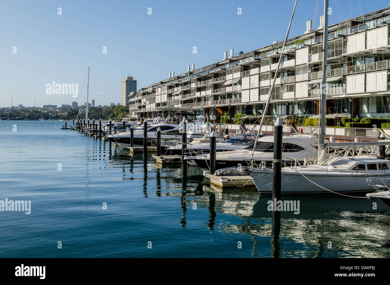 Der Wharf Theater und Marina in Walsh Bay, Sydney. Stockfoto