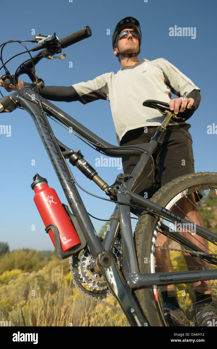 USA, USA, Amerika, Oregon, Motorrad, Fahrrad, Menschen, Sport, Radfahren, Wasser Flasche, hydro-Kolben Stockfoto
