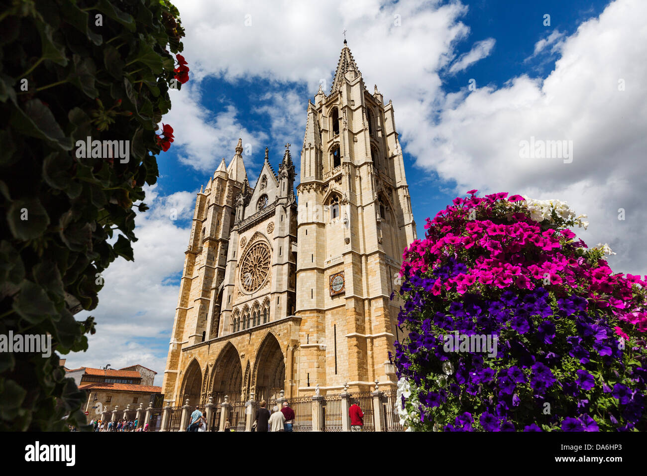 Gotische Kathedrale Xacobeo Jakobsweg Leon Castilla Spanien Stockfoto
