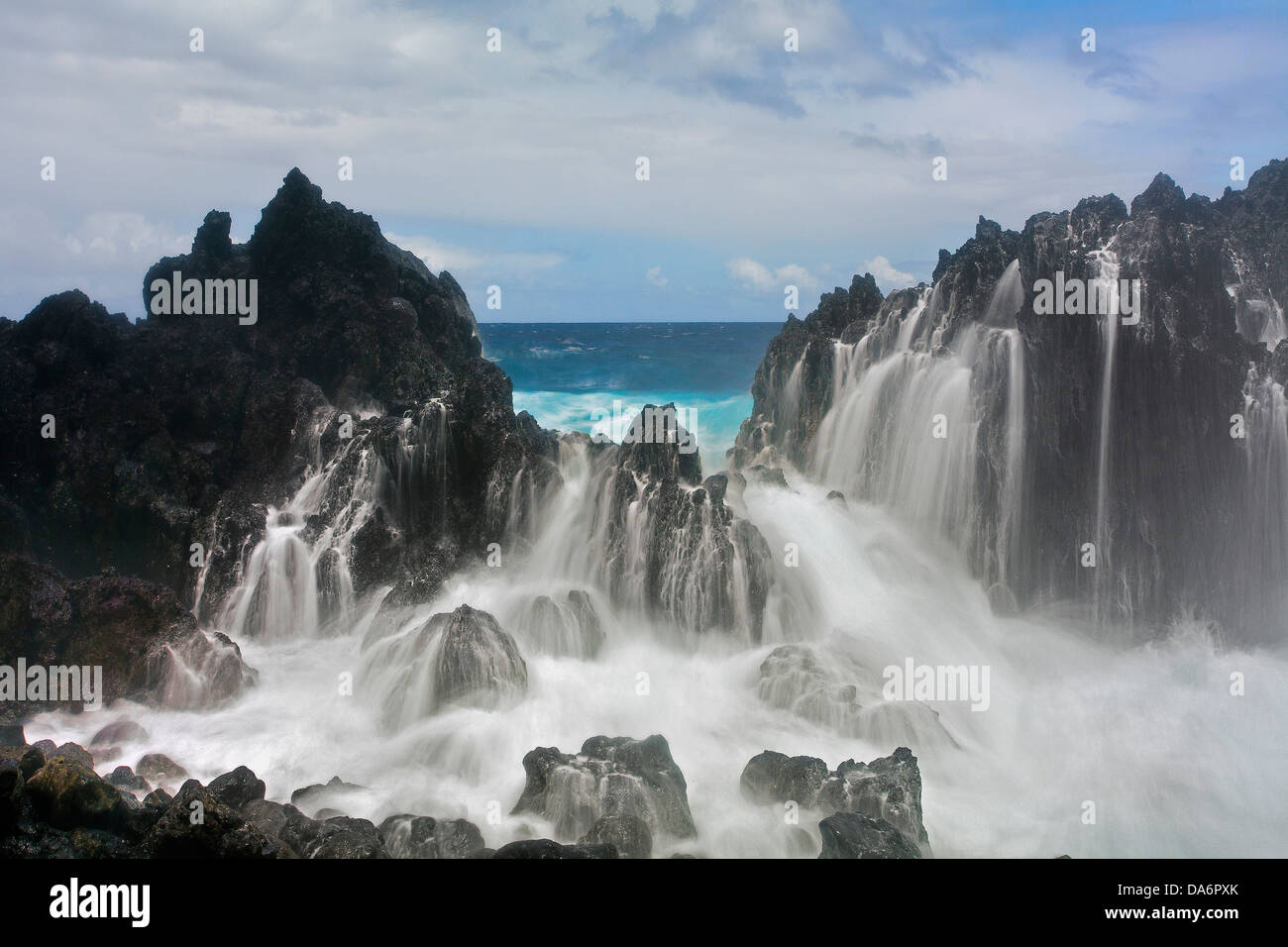 USA, USA, Amerika, Hawaii, Big Island, Wave, Surf, Felsen, blau, Wasser Stockfoto